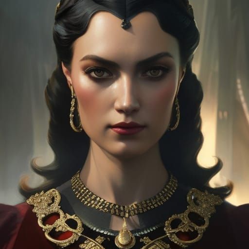 Intricate Queen of Spades Portrait in Digital Art Style