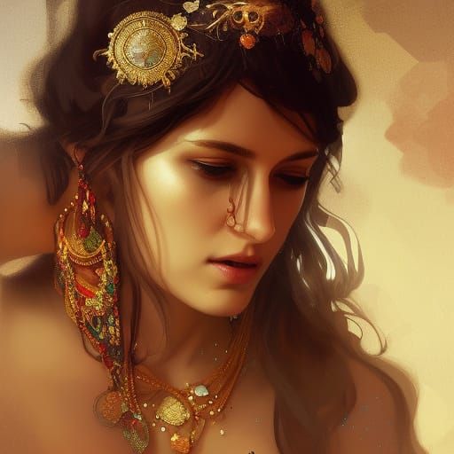 Belly Dancer Portrait in Art Nouveau Style