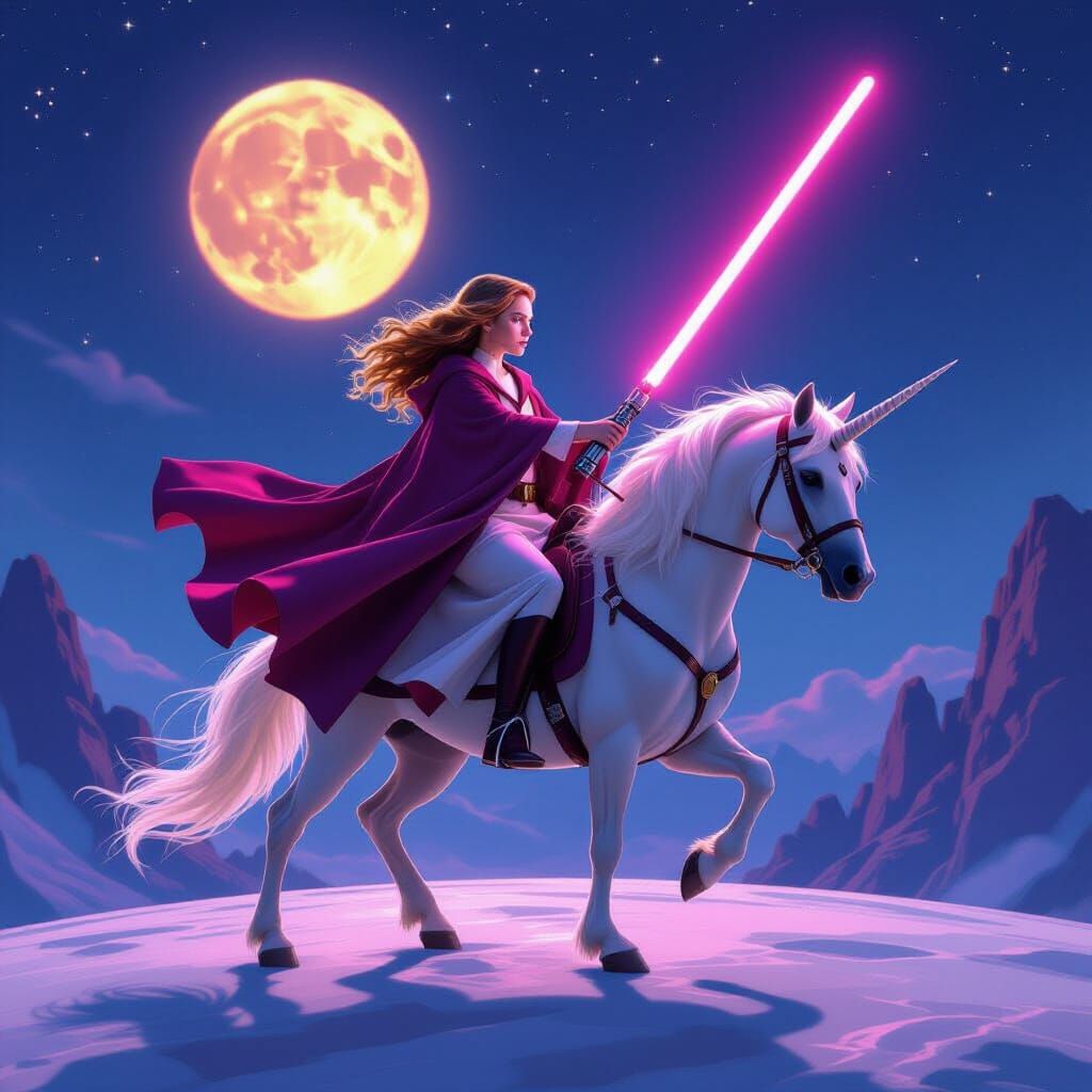 Hermione Granger as Jedi Knight on Winged Unicorn