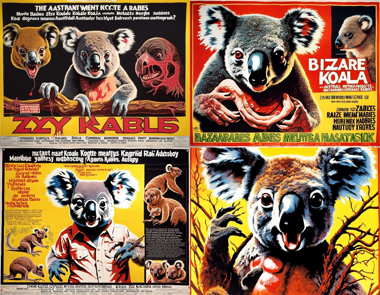 Bizarre Mutant Koala Kangaroo: 1970s Horror Poster