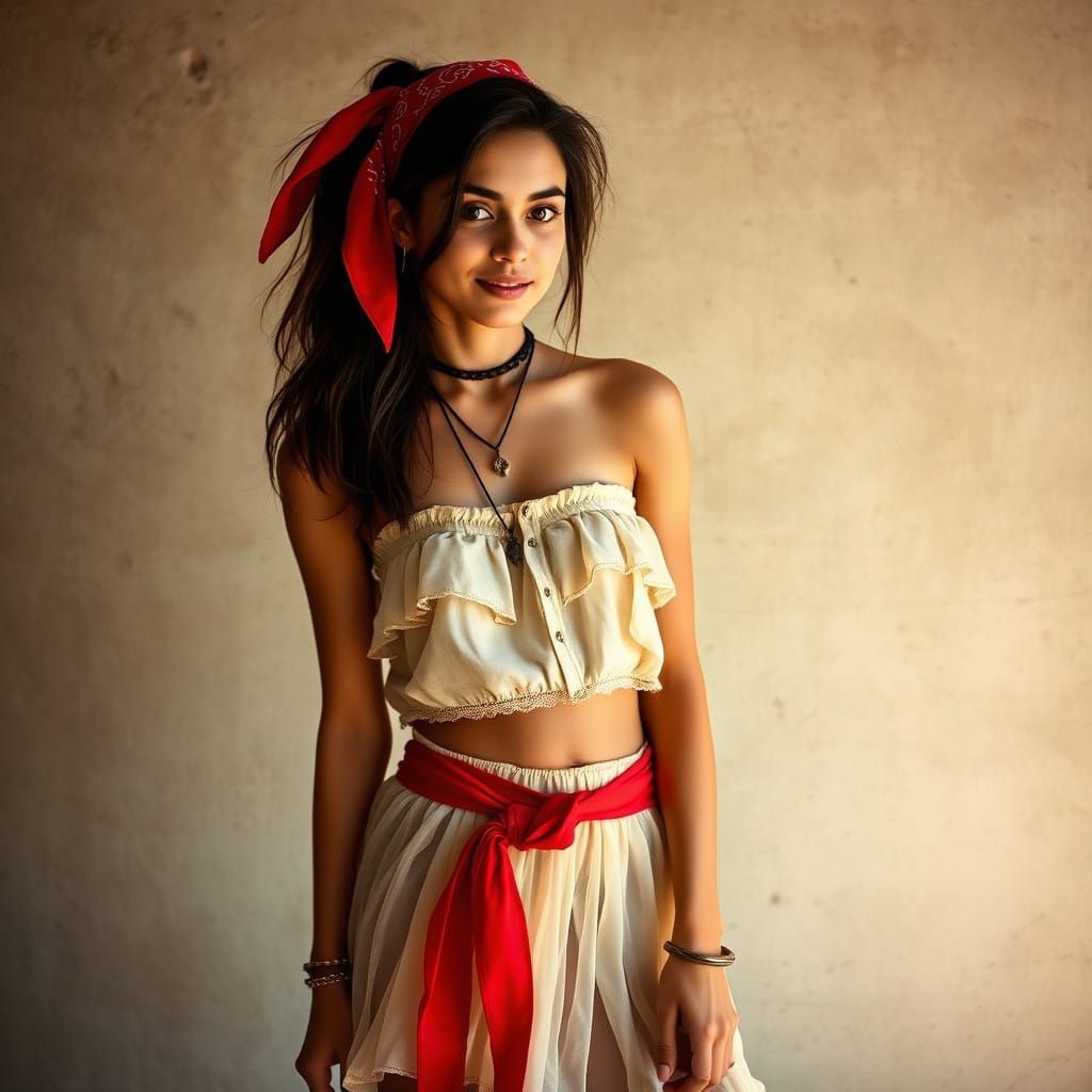 Portrait of a Young Afghan Woman in Red Bandana