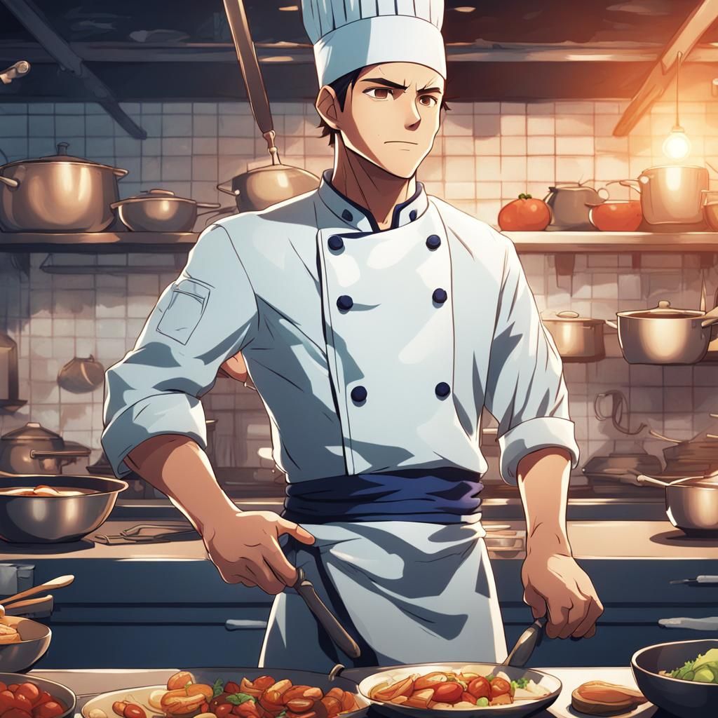 Young Chef in Anime Style: Studio Trigger Art