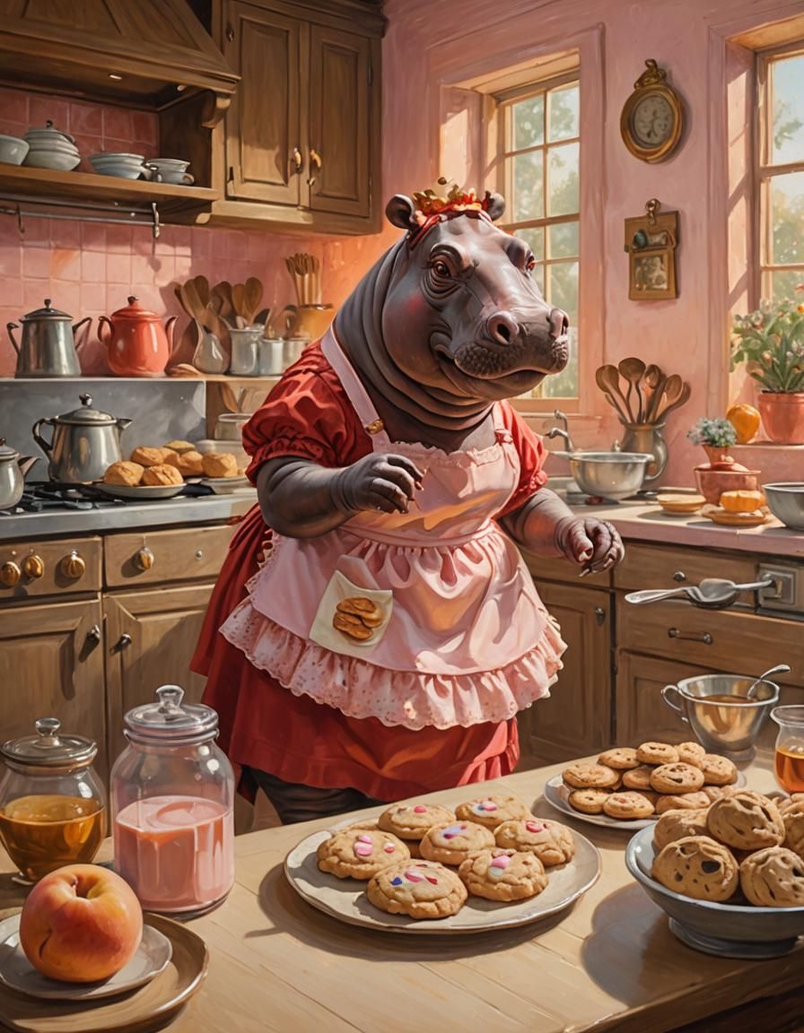 Hippo Baker: Renaissance Portrait in Pastel Colors