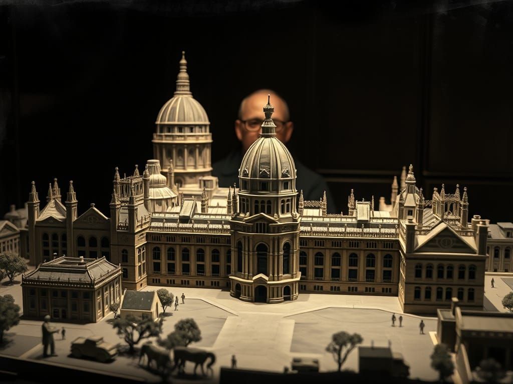 Oxford University Paper Model in Vintage Photography Style