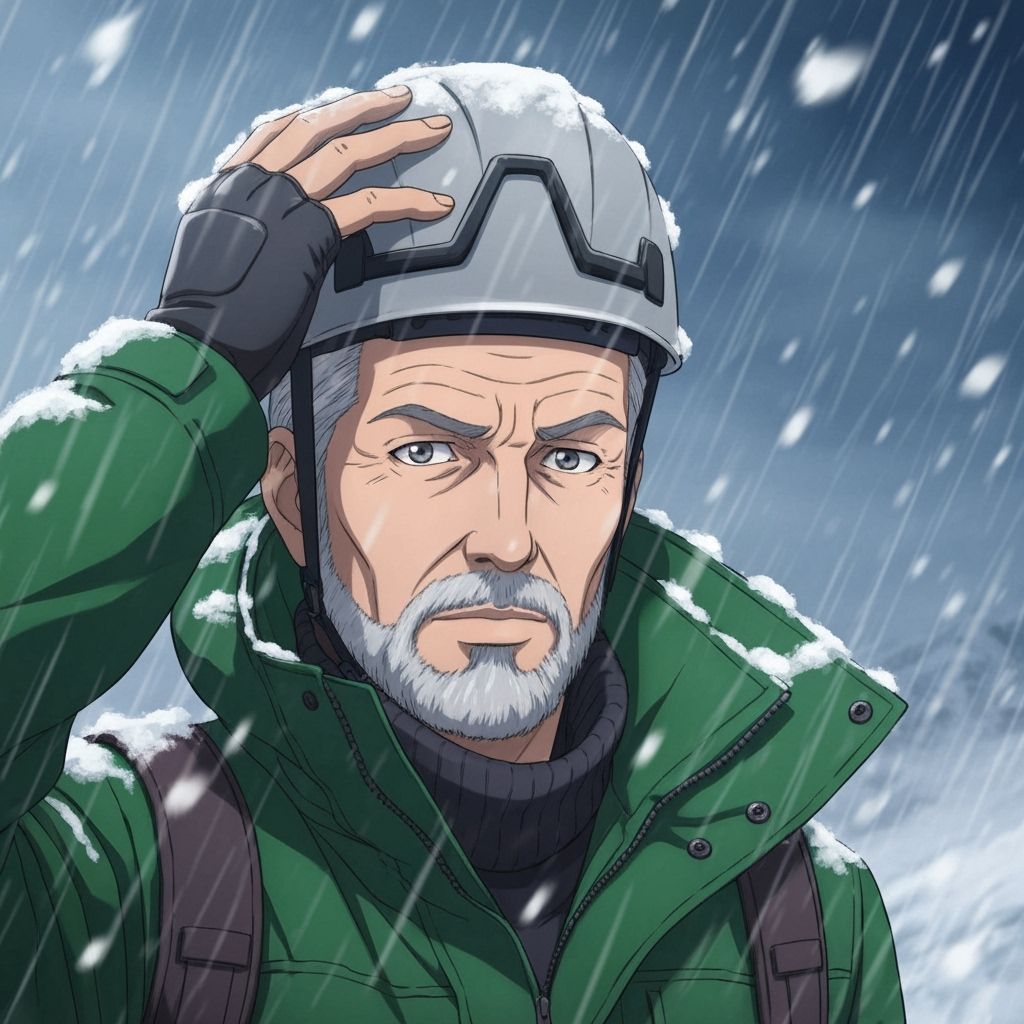 Geologist Endures Snowstorm in Expressive Anime Style