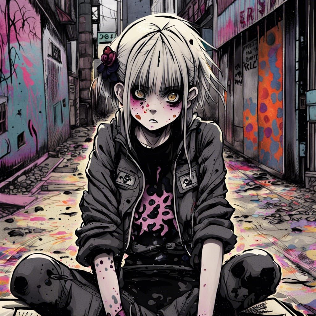 Anime Punk Girl in Street Art Realm