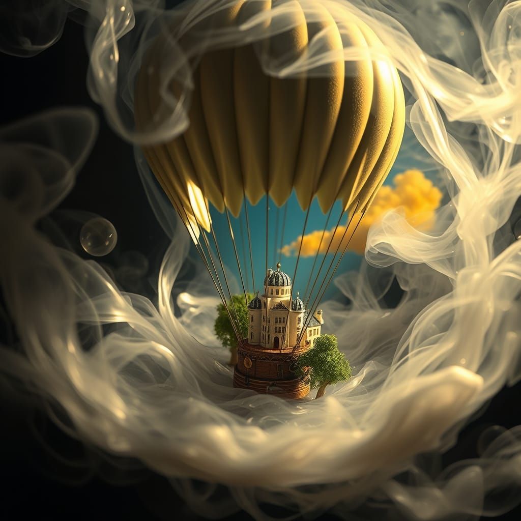 Hot Air Balloon Carries Miniature Castle in Toycore Style