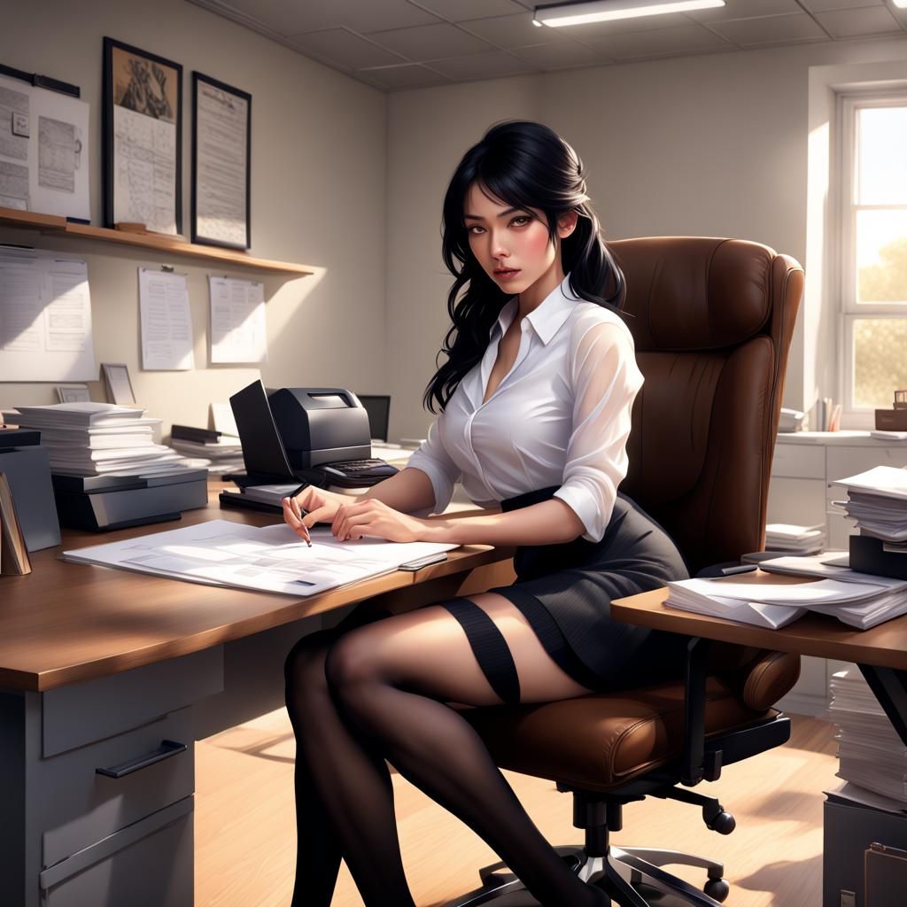 Secretary in Office: 3D Render Portrait