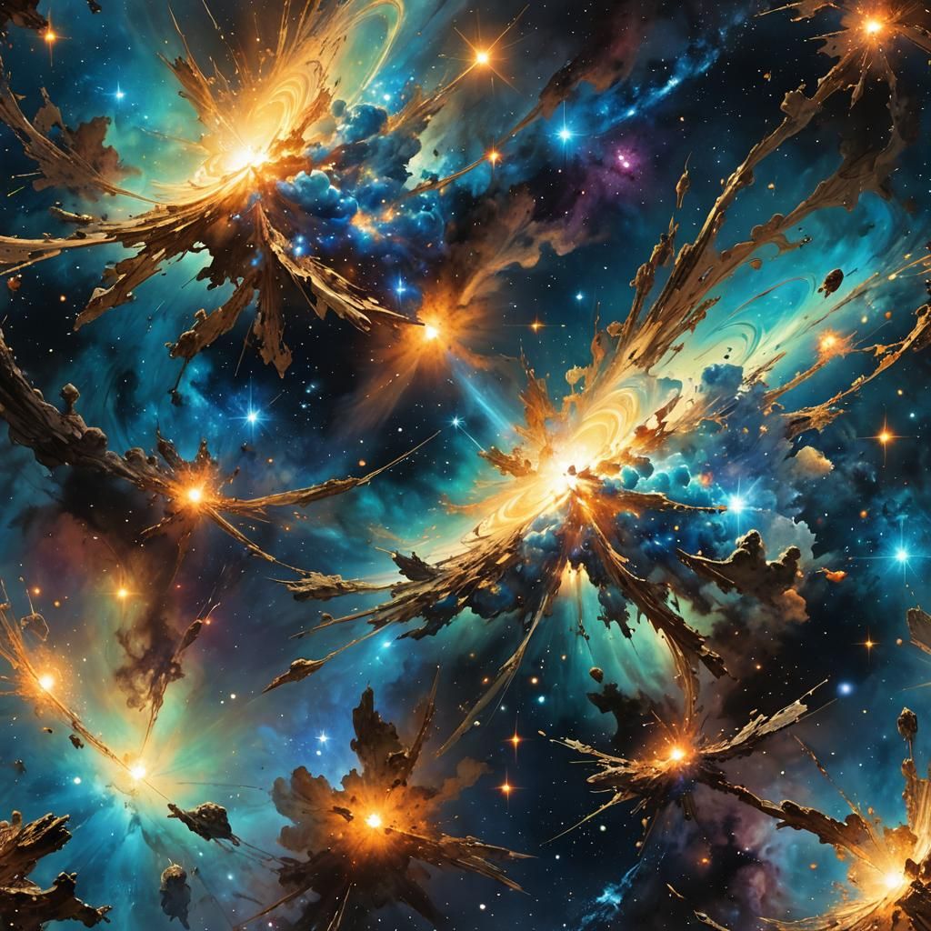 Nebula Galaxy in Watercolor Art Style