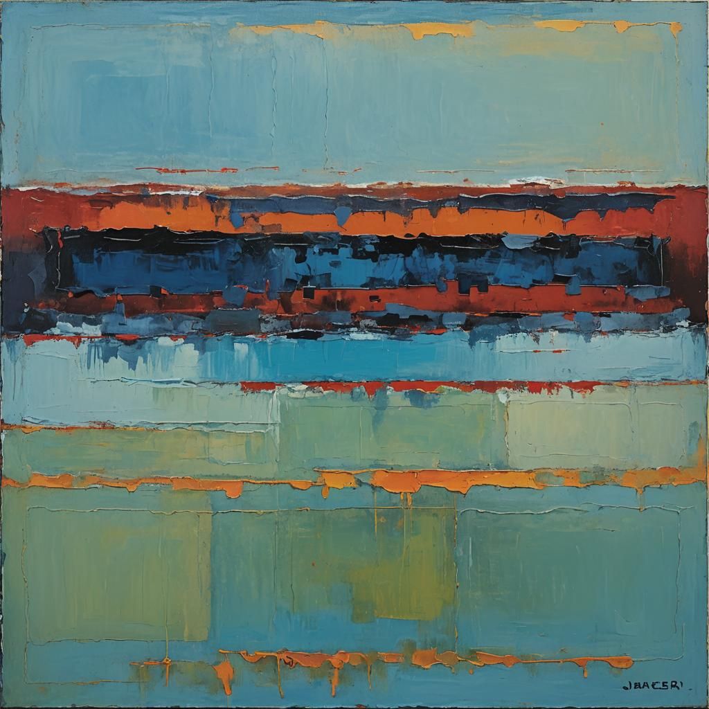 Abstract Blue Sea: A Rothko-esque Oil Painting