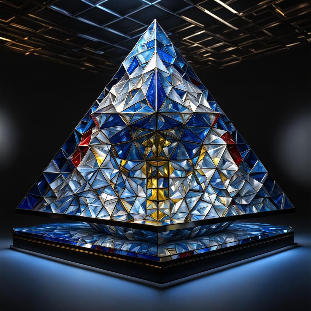 3D Geometric Jewel Object in Mondrian Style