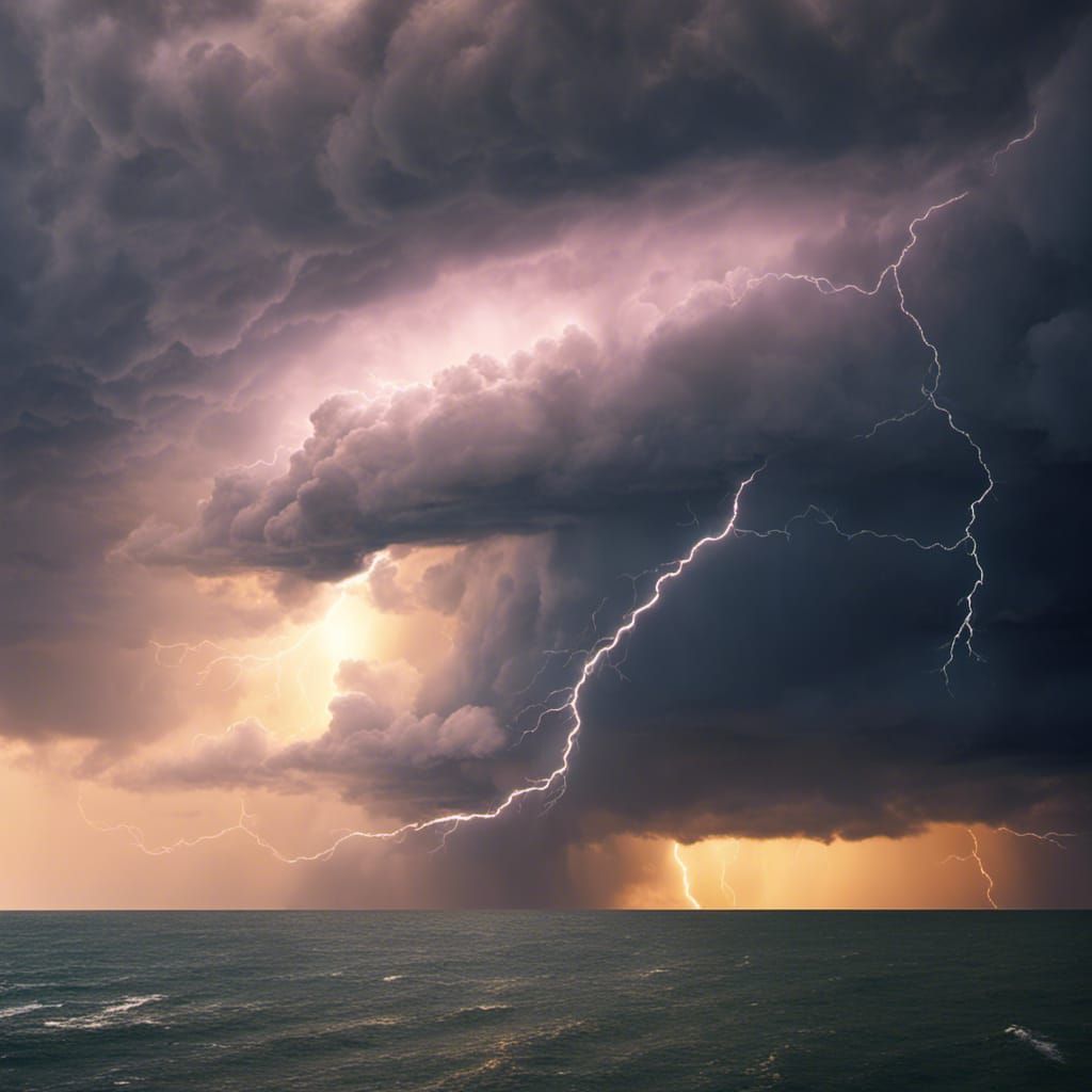 Distant Ocean Tornado with Metallic Shimmer