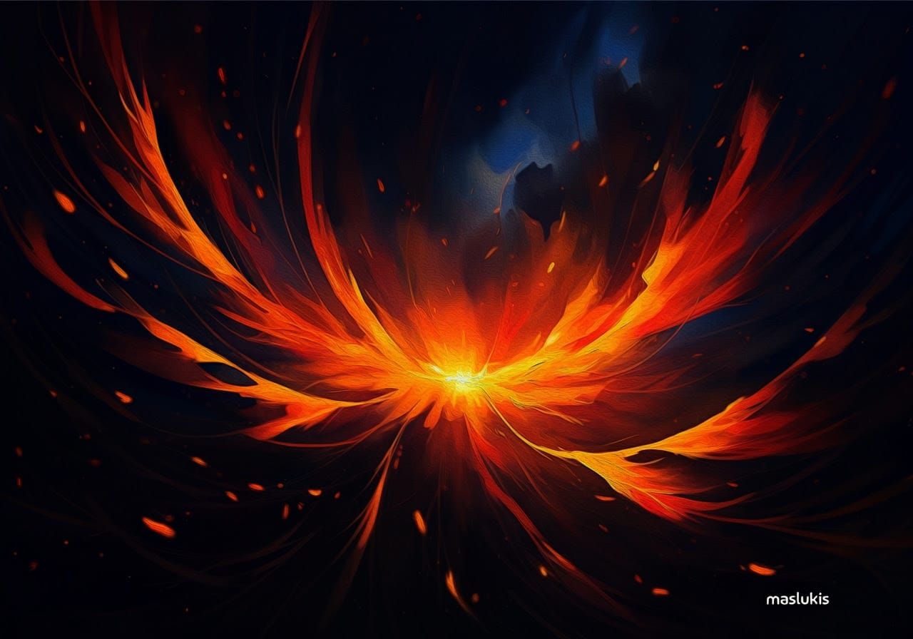 Impressionistic Dancing Embers in Sfumato Style