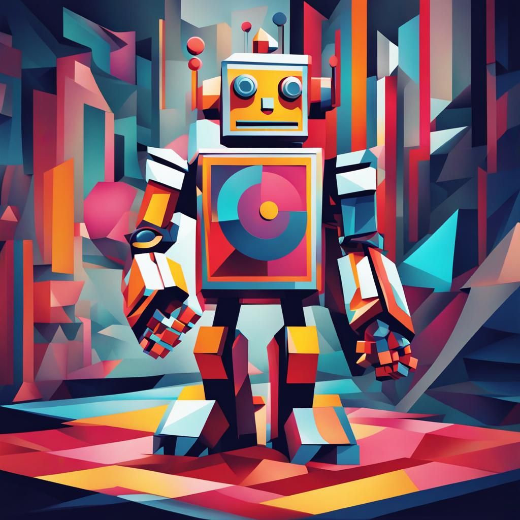 Robot Dances to 80s Music in Cubist Style