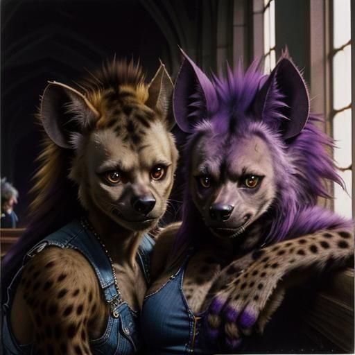Furry Hyena Character in Church, Cel-Shaded Style