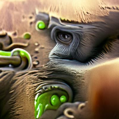 Close Up Toxic Monkey in Detailed Matte Painting