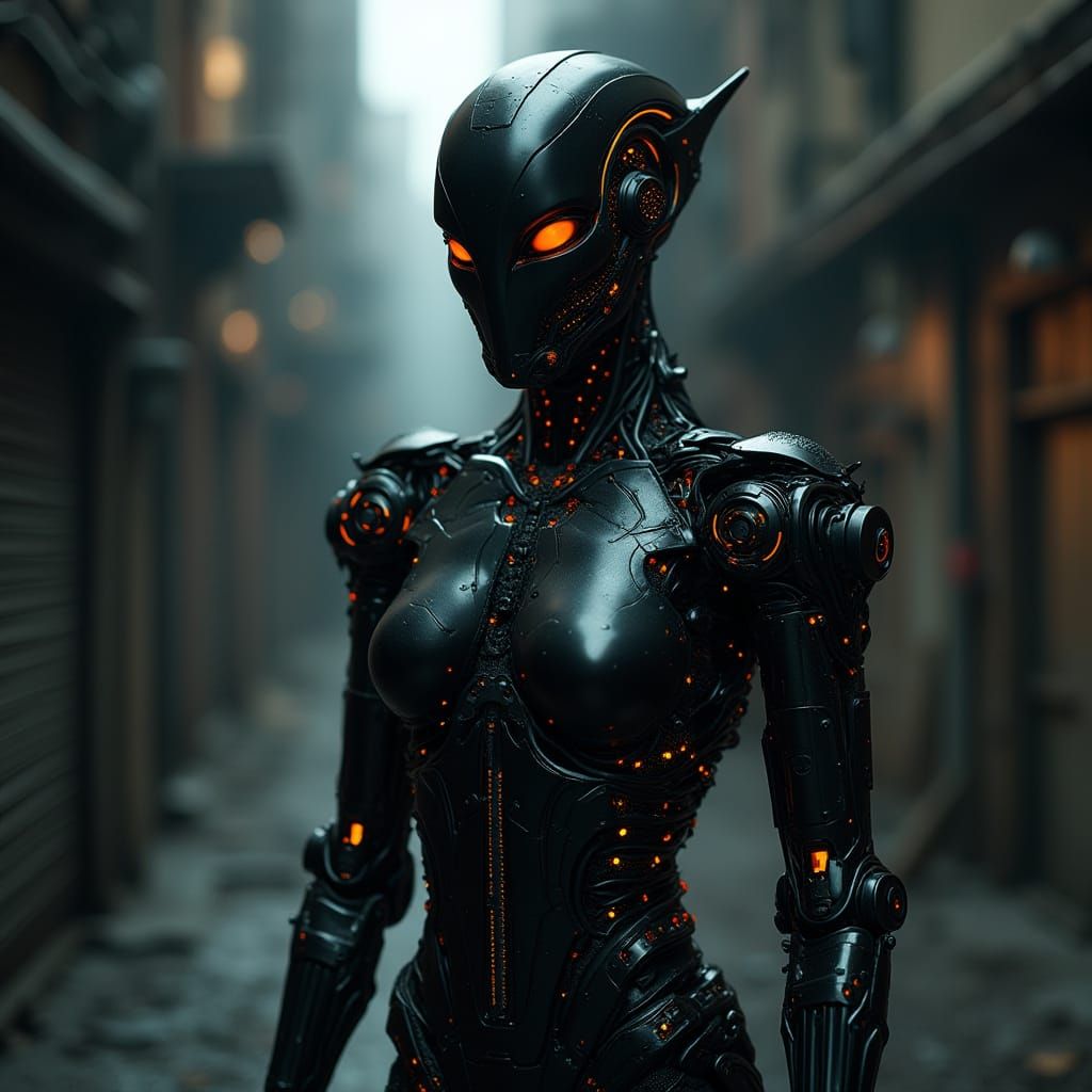 Cyborg Cenobite in Dark Futuristic Armor
