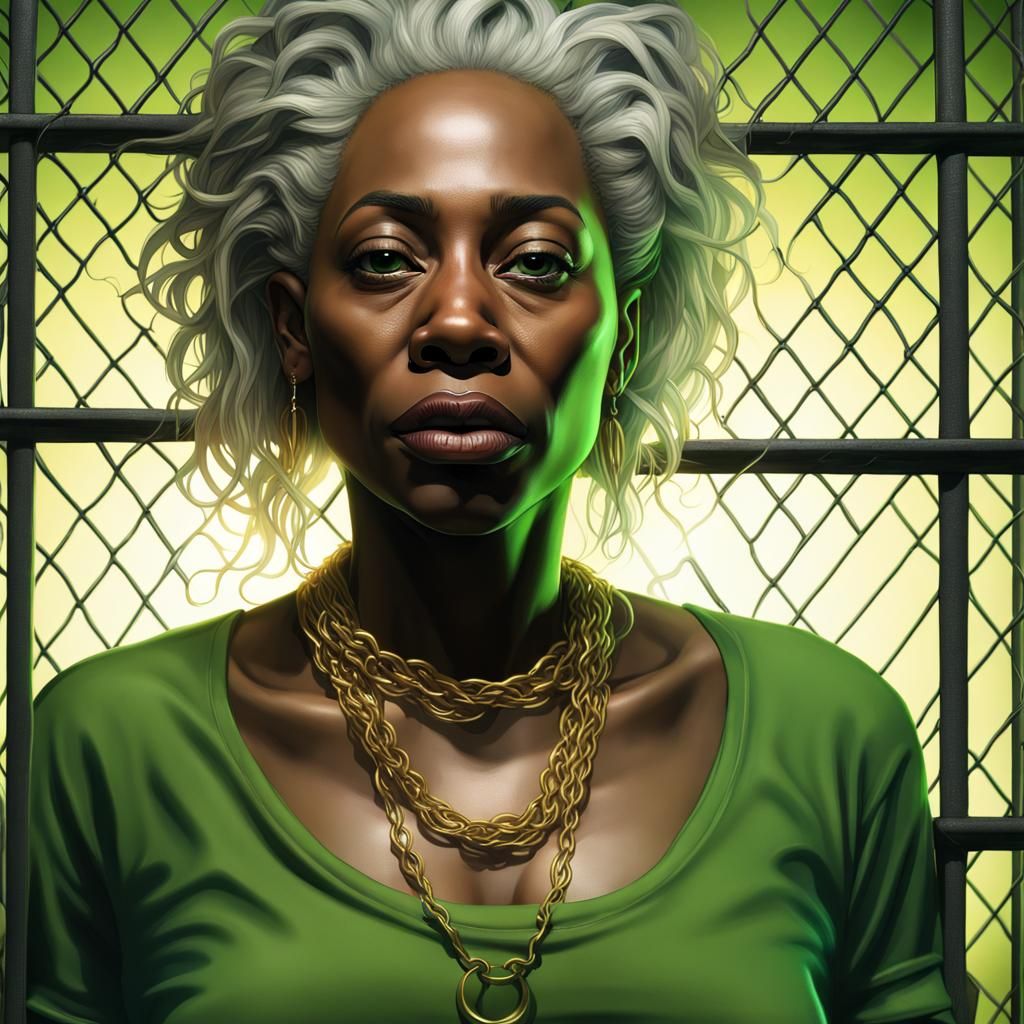 Hyperrealistic Portrait of a Woman in Prison