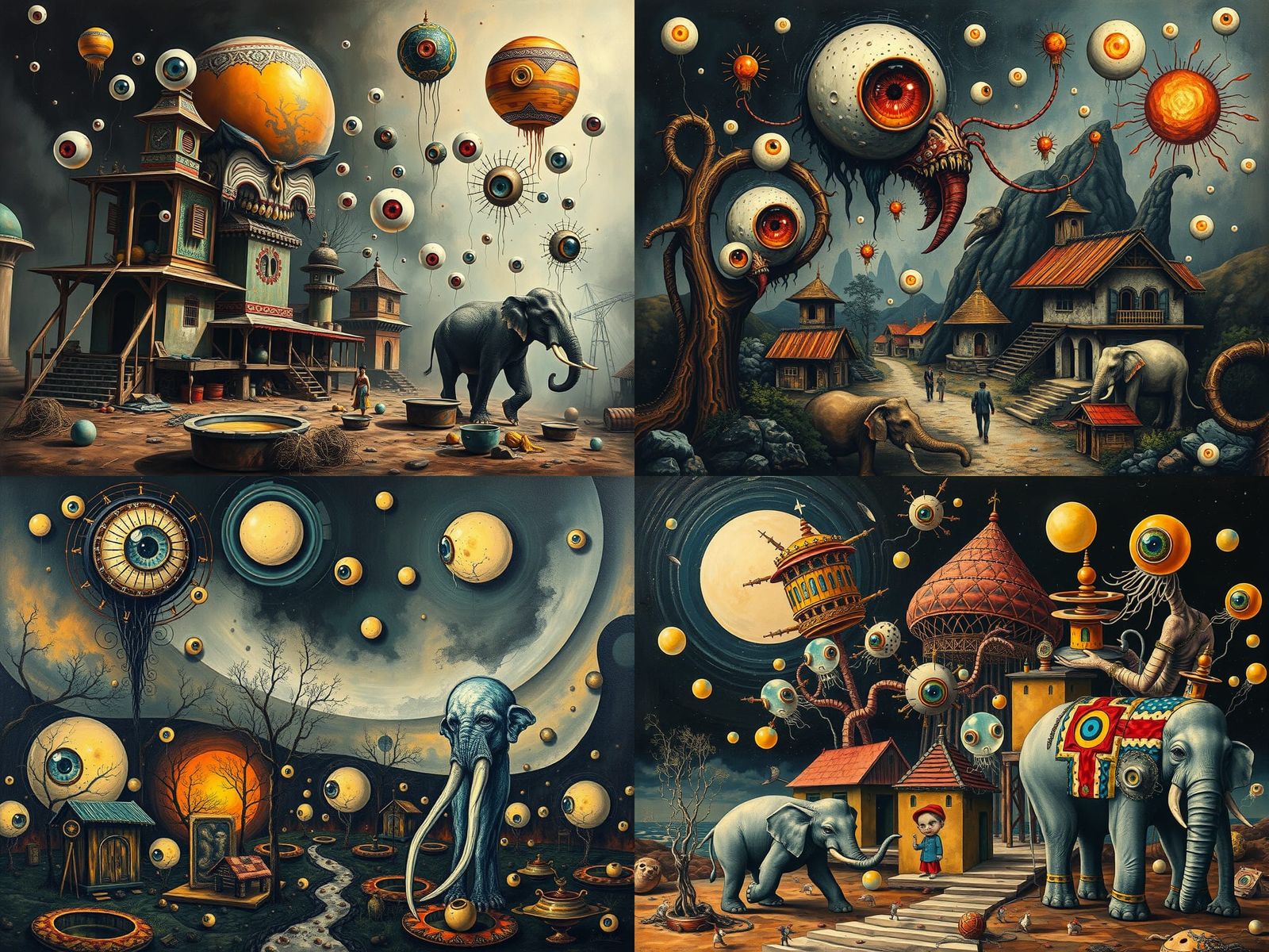 Surreal Mutant Hybrid in Dystopian Indian Village