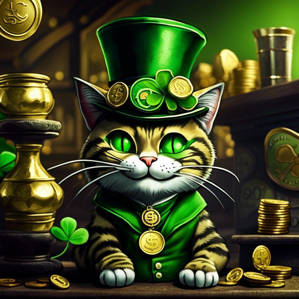 Tabby Lucky Cat in British Pub Setting