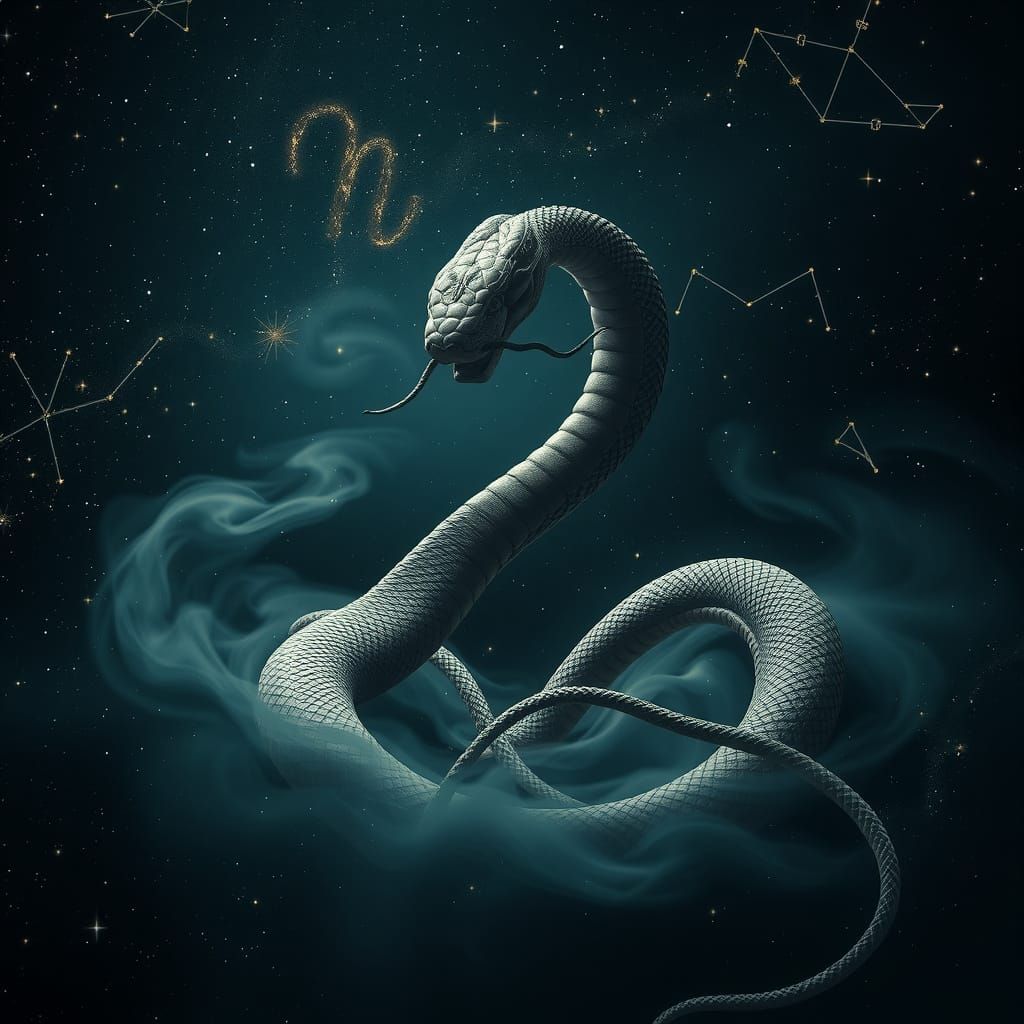 Celestial Serpent Majesty in Ethereal Cosmic Landscape