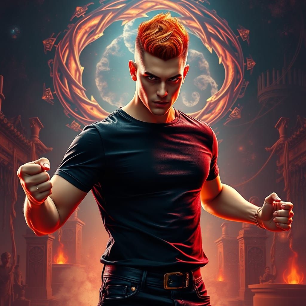 Mysterious Illusionist Posing Amidst Mystical Energies