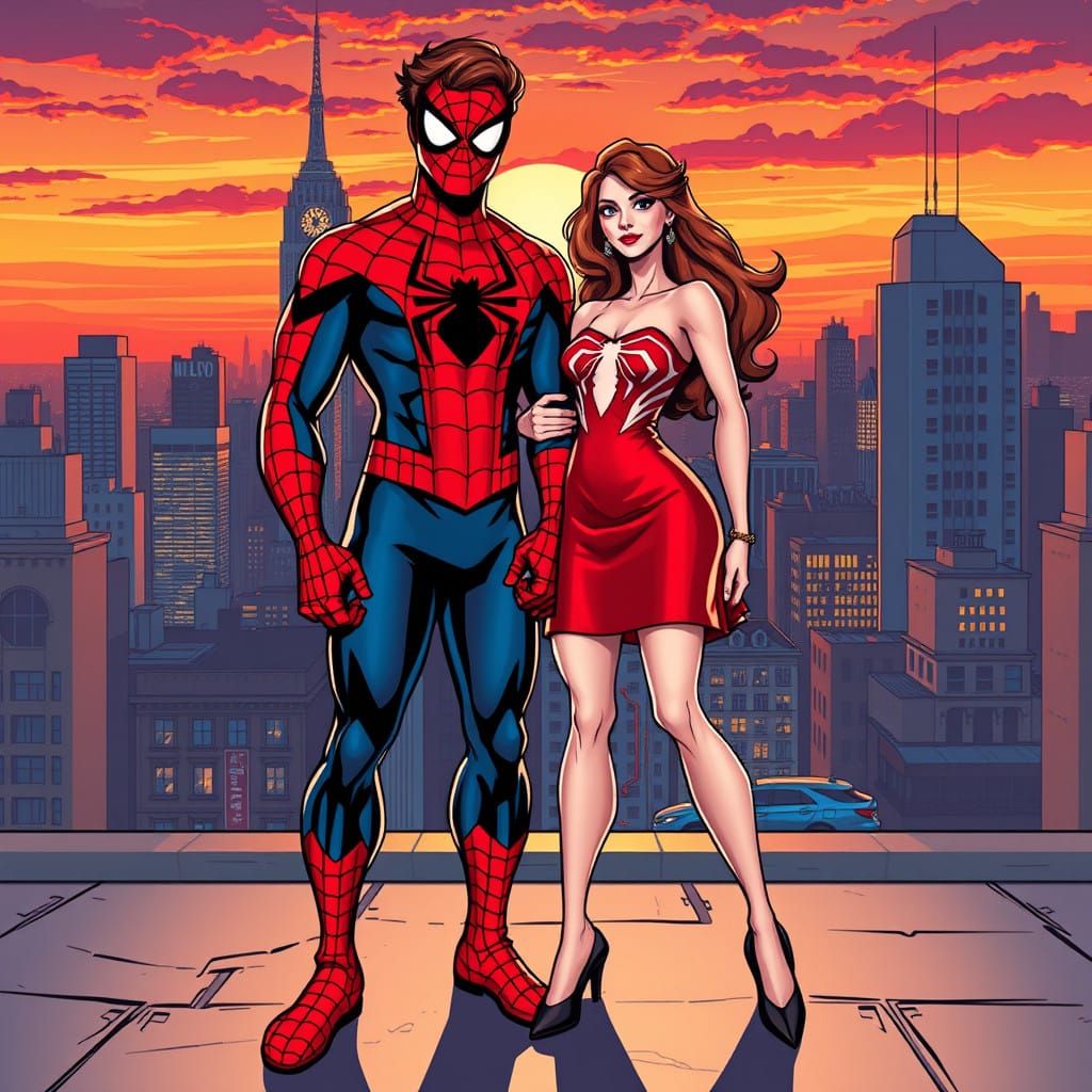Dynamic Spider-Man Duo in Classic Comic Style