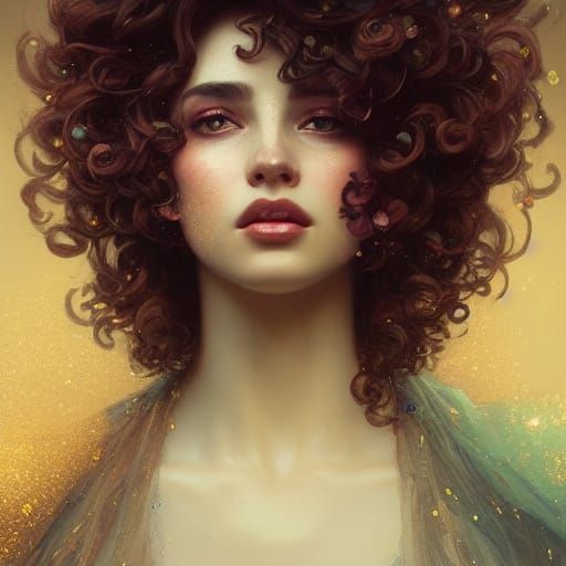 Glittering Floral Women: Hyperdetailed Portrait