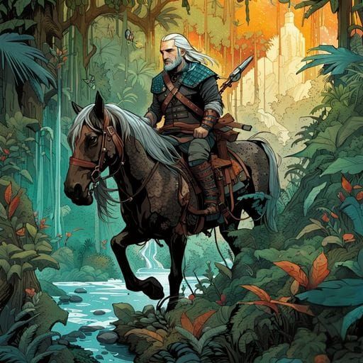 Witcher in a Lush Jungle Landscape