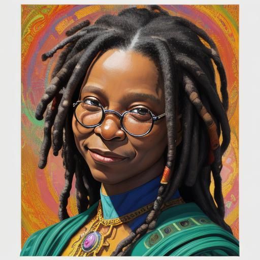Whoopi Goldberg Portrait in Neo-Impressionist Style