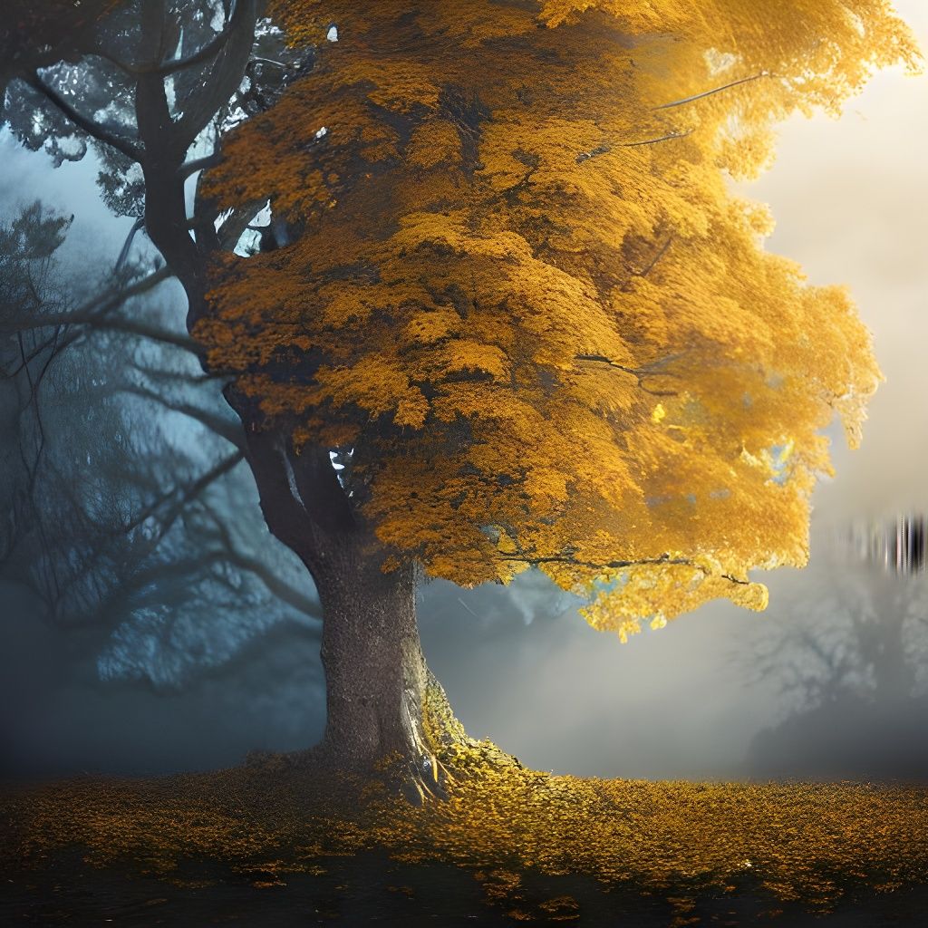 Golden Tree: Hyperdetailed Matte Painting in 8k