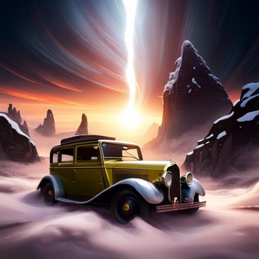 Car on Clouds: Detailed Matte Painting in 8k