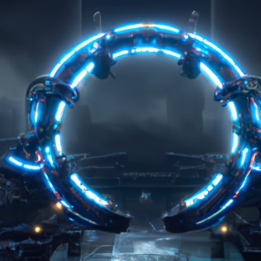 Cyberpunk 2099 Floating Machinery in Neon Light