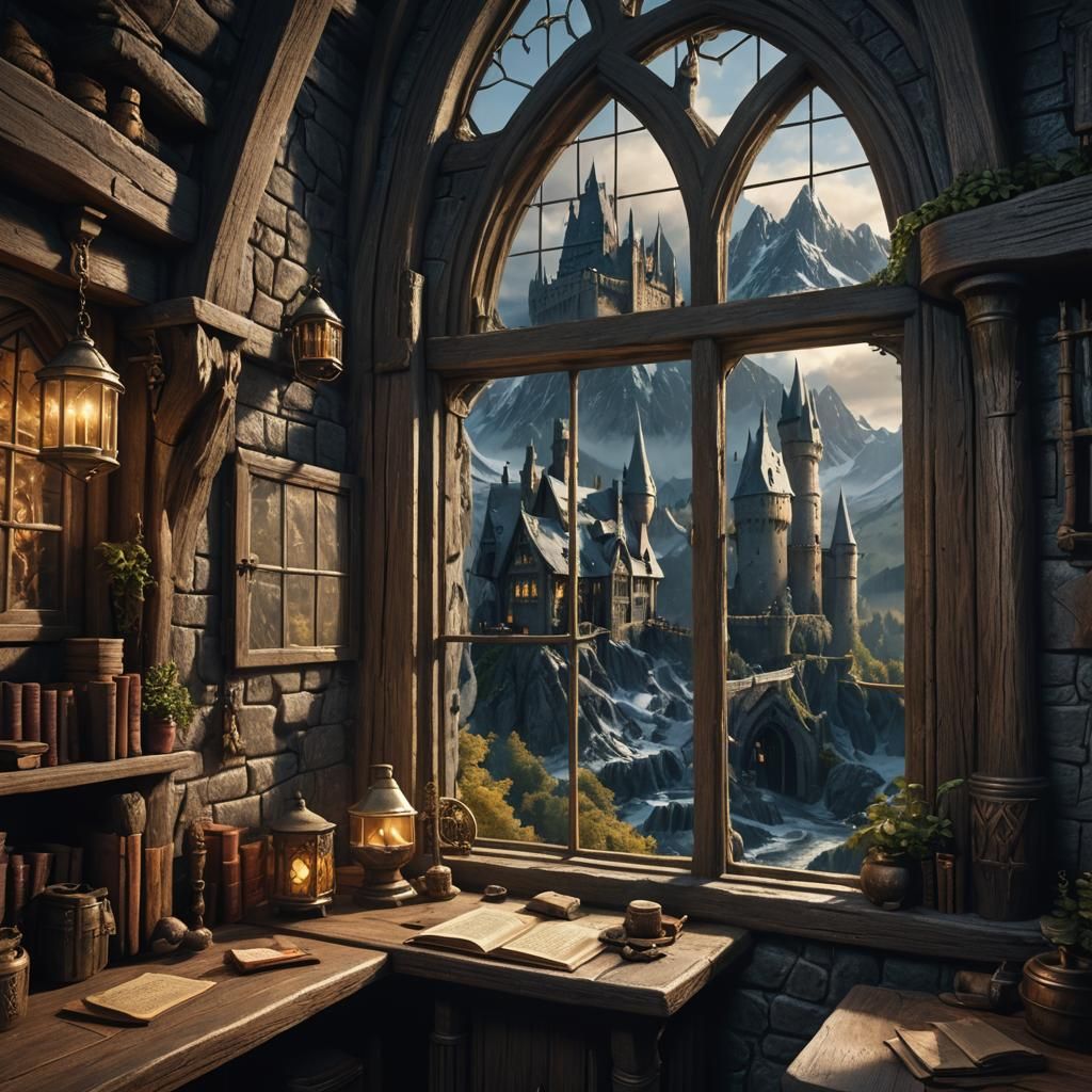 Hagrid's Hut: A Winter View with Norbert, Digital Art