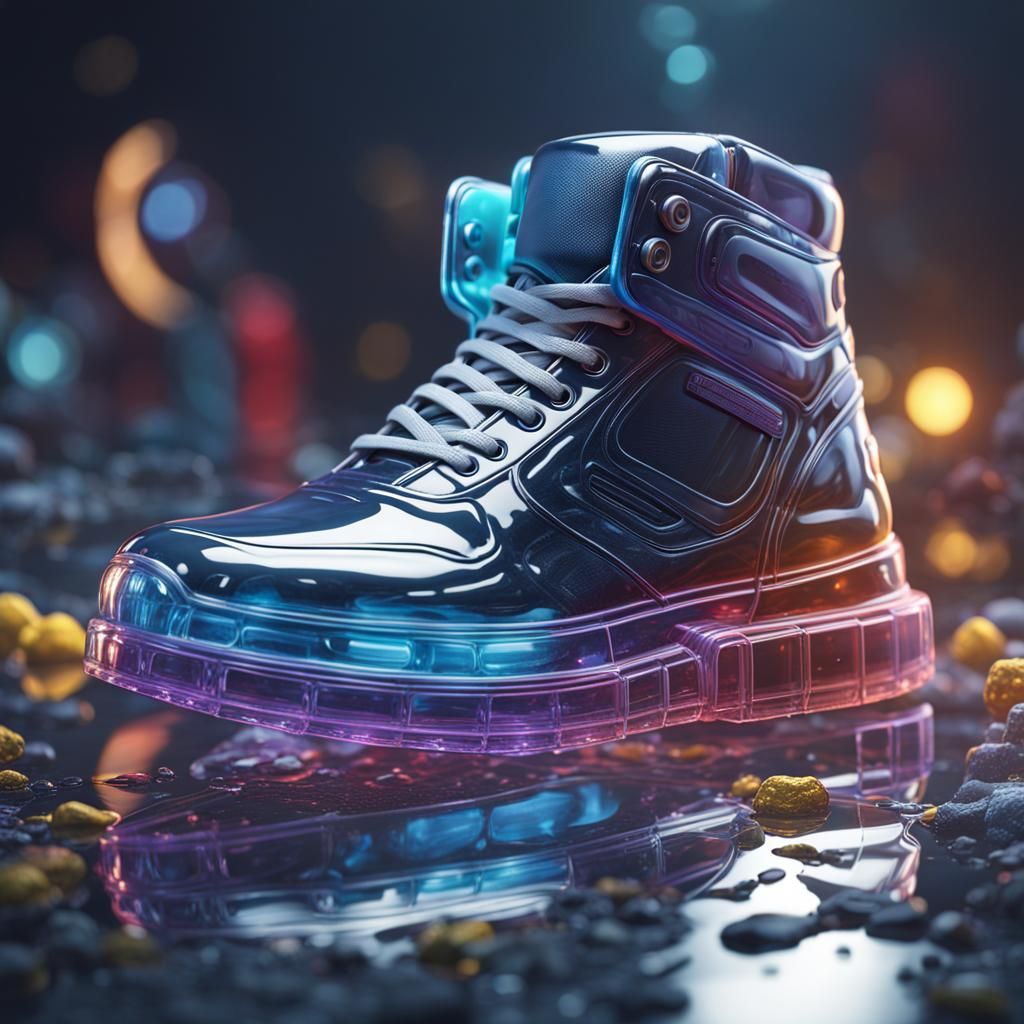 Transparent Glass Sneaker: Detailed Matte Painting