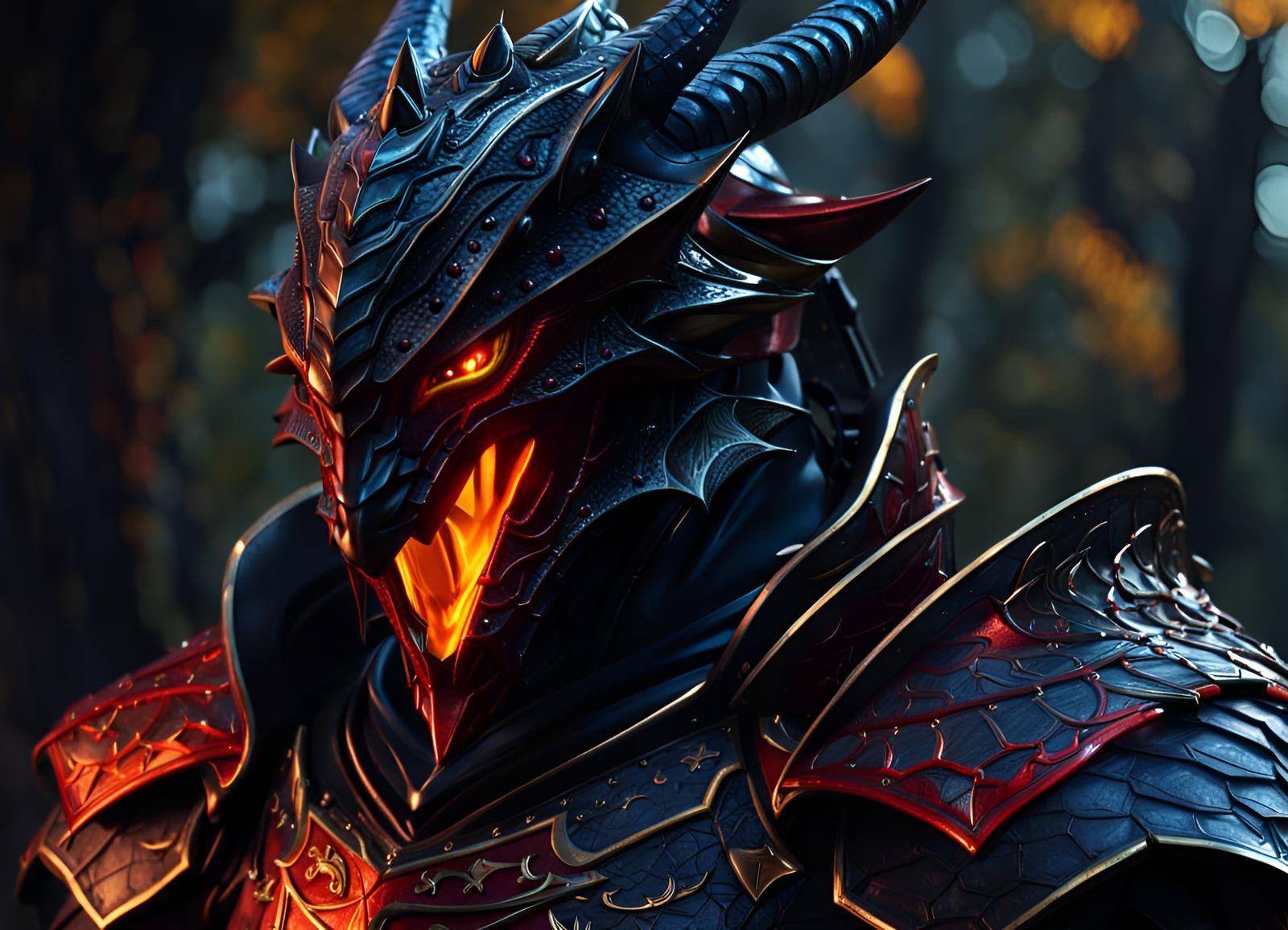 Hyperdetailed Dragon Knight in Dark Fantasy Style