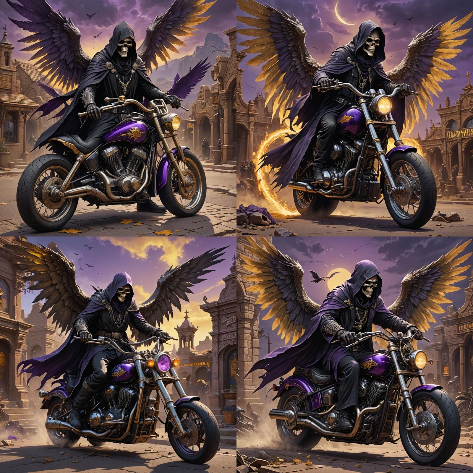 Grim Reaper on Motorcycle in Arizona: Dark Fantasy Art