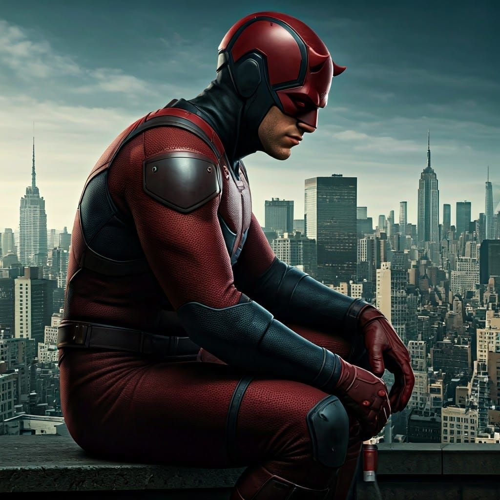 Daredevil perched atop NYC Rooftop
