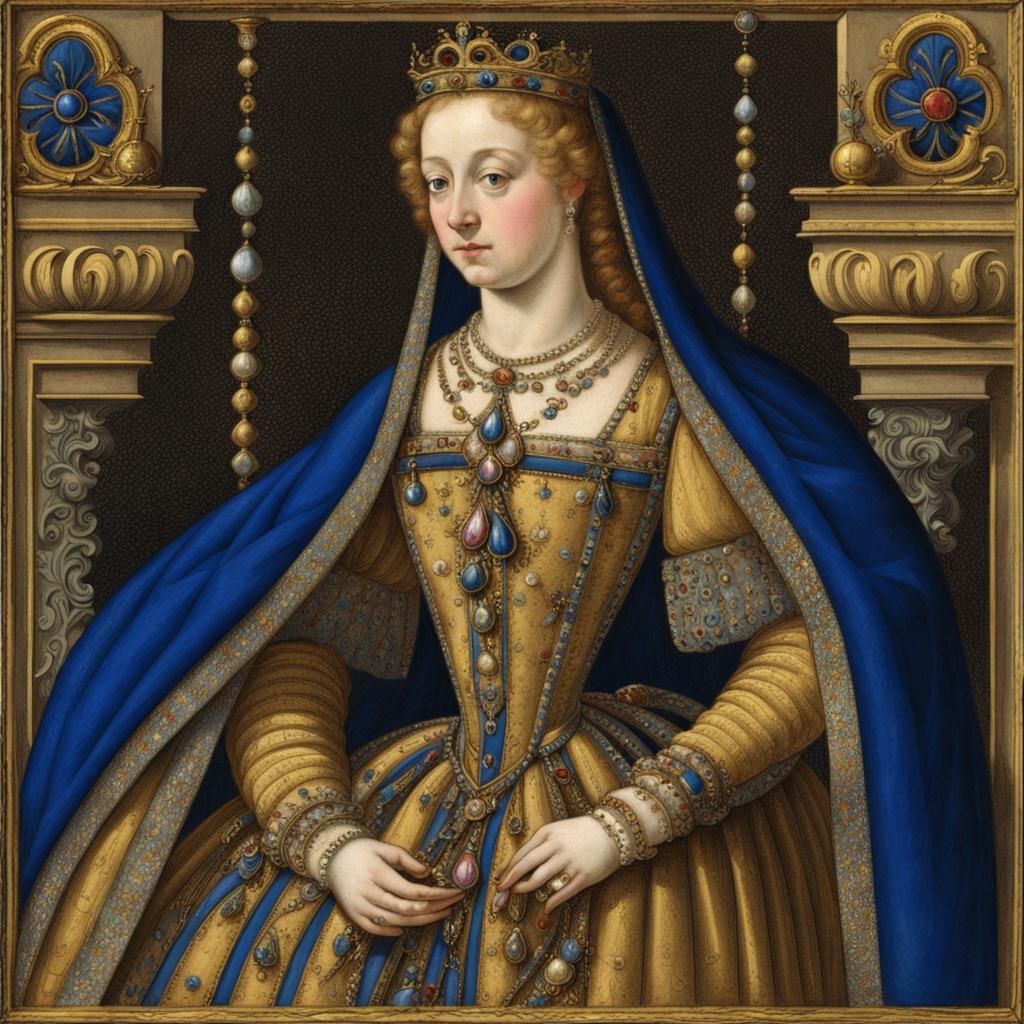 Noble Woman in Medieval Dress, Watercolor Style