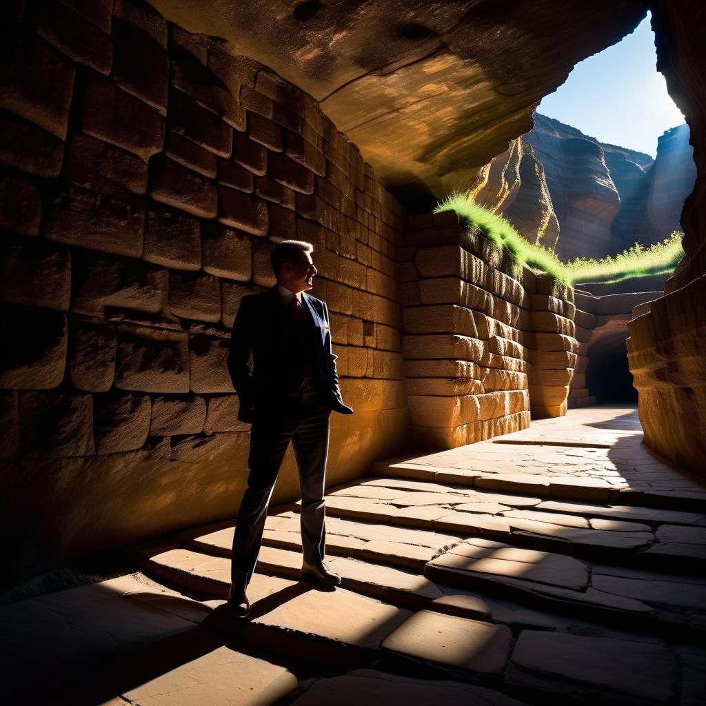 Dramatic Shadows in a Vast Underground Cavern