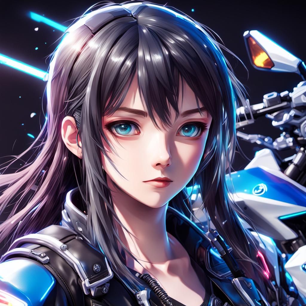 Anime Style Motorcyclist with BMW R1250GS