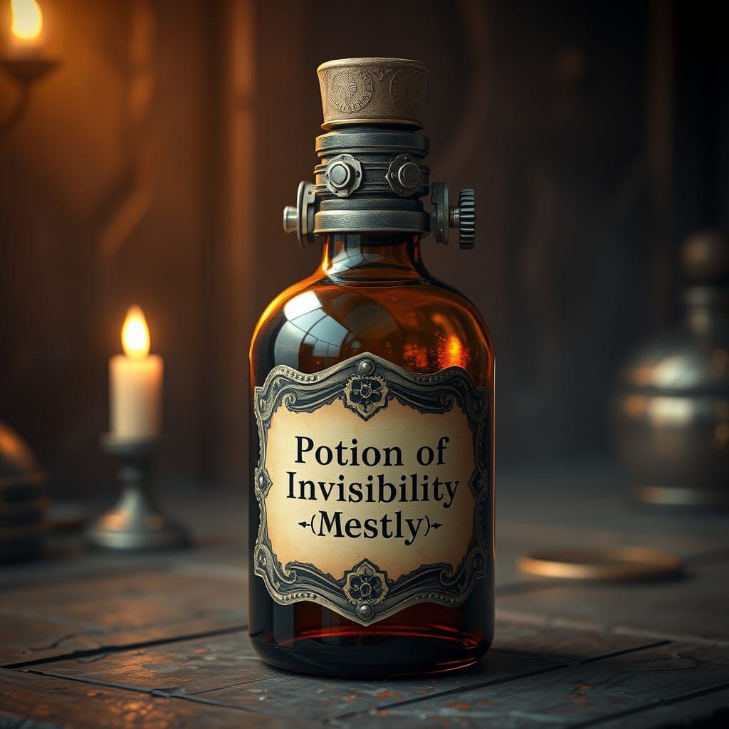 Vintage Steampunk Potion Bottle with Intricate Details