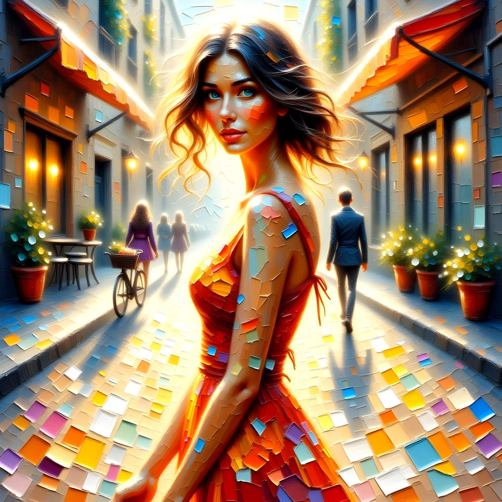 Romantic Portrait in Textured Impasto Style