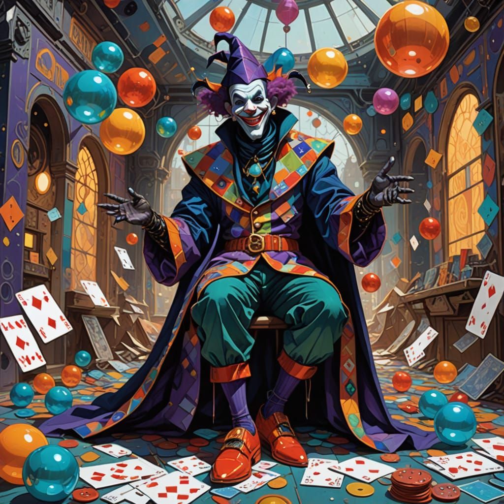 Mirthful Jester Amidst Whimsical Wonder