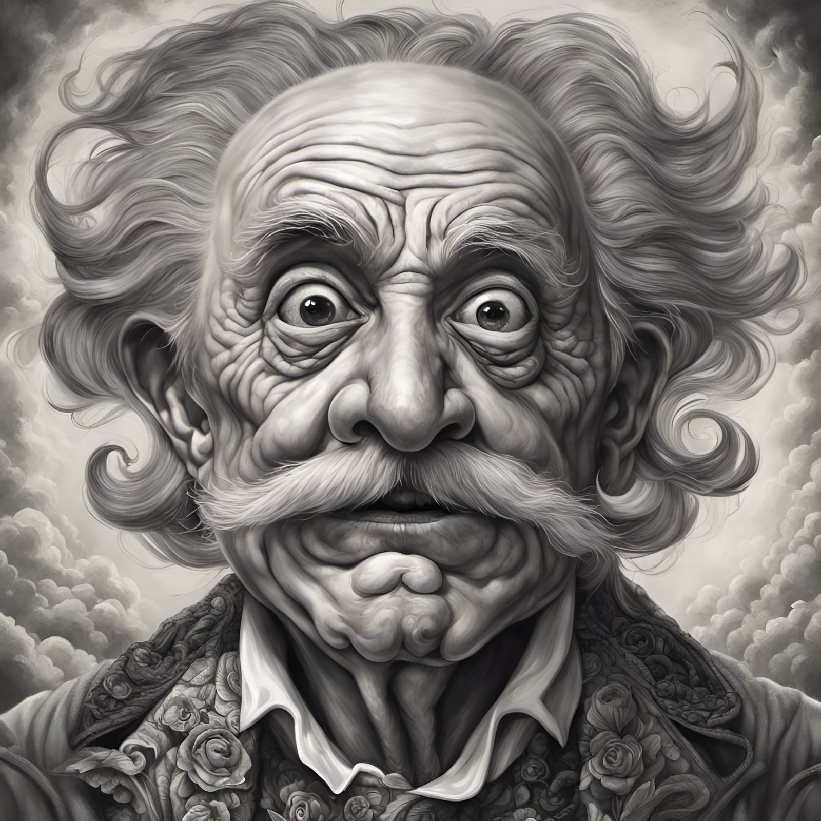 Laughing Grandpa in Baroque Maximalist Style