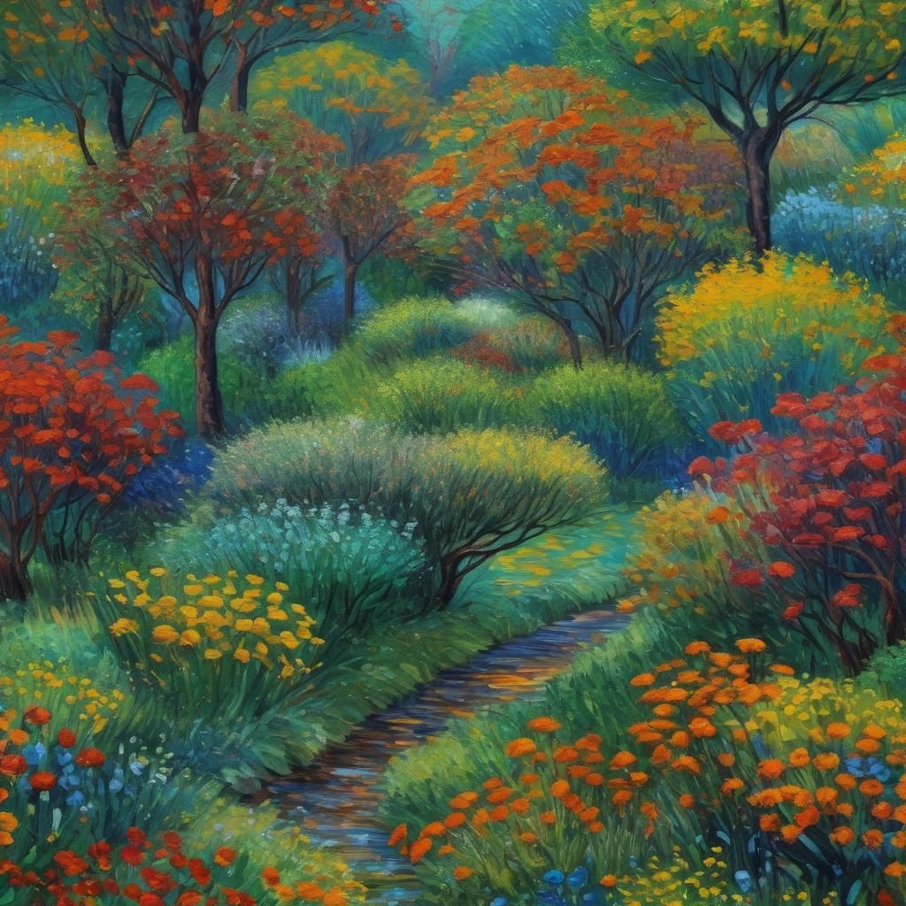 Colorful Expressionist Painting with Impasto Texture