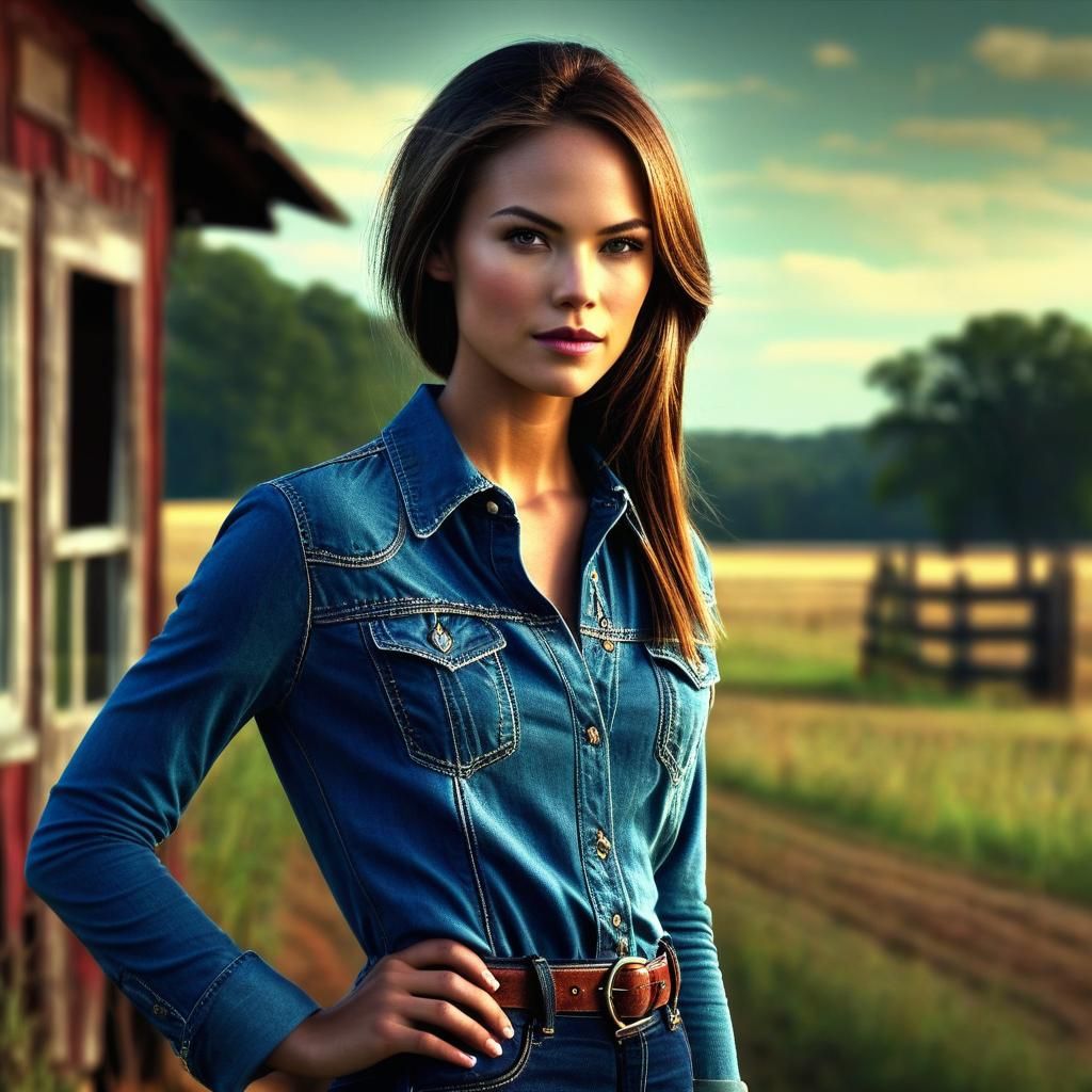 American Woman in 2010s Fashion, Hyperrealistic Portrait