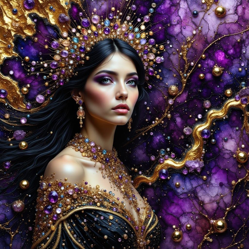 Ancient Goddess in Glittering Metallics