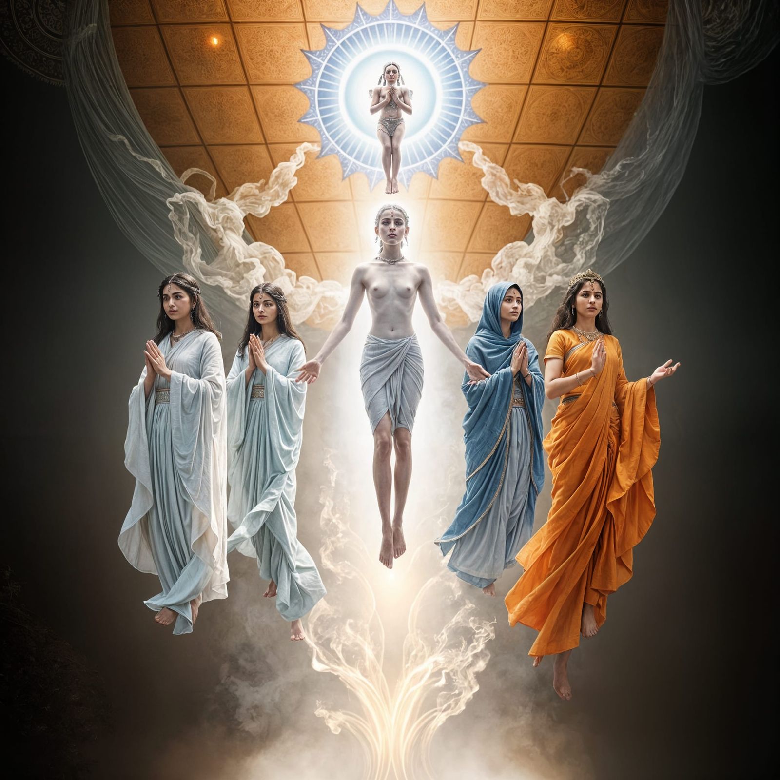 Surreal Spiritual Journey Through Seven Psychic Levels