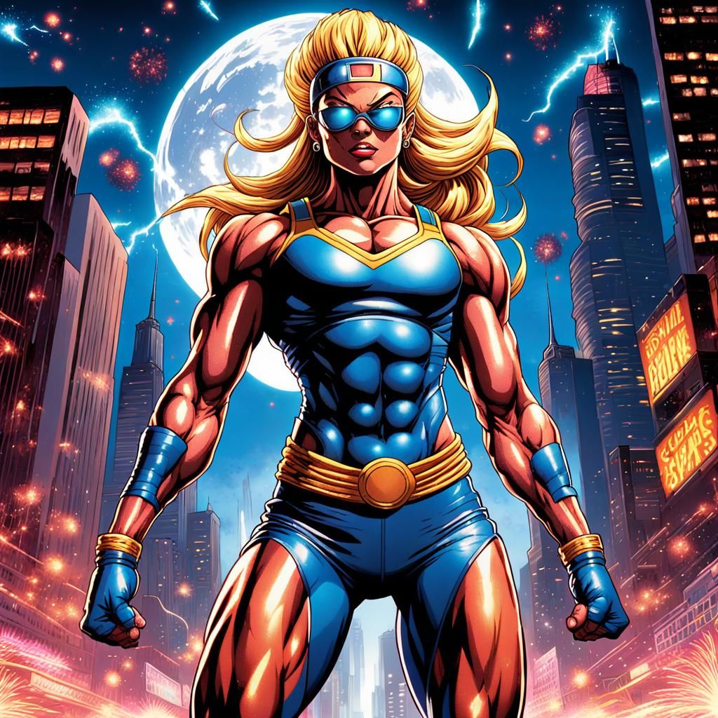 80s Anime Woman in Retro Metropolis